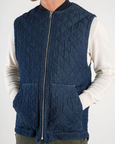 IMPERIAL Giubbino smanicato trapuntato effetto jeans con colletto in maglia e zip L898GC06CH Blu Denim 7 Nuovi Arrivi