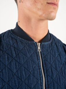 IMPERIAL Giubbino smanicato trapuntato effetto jeans con colletto in maglia e zip L898GC06CH Blu Denim (8)