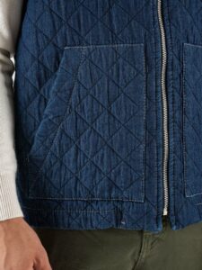IMPERIAL Giubbino smanicato trapuntato effetto jeans con colletto in maglia e zip L898GC06CH Blu Denim (9)