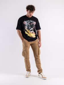 INDEPENDENT REPUBLIC T-shirt boxy fit in cotone organico con stampa teschio RECKLESS RIDER Nero (2)