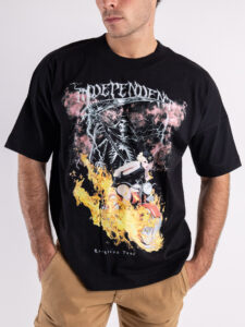 INDEPENDENT REPUBLIC T-shirt boxy fit in cotone organico con stampa teschio RECKLESS RIDER Nero (3)