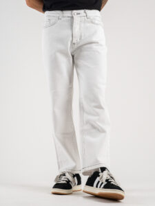 Jeans baggy con cuciture a contrasto PU2462 Latte1