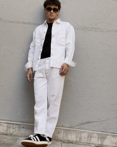 Jeans baggy con cuciture a contrasto PU2462 Latte221 Nuovi Arrivi