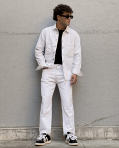 Jeans baggy con cuciture a contrasto PU2462 Latte222