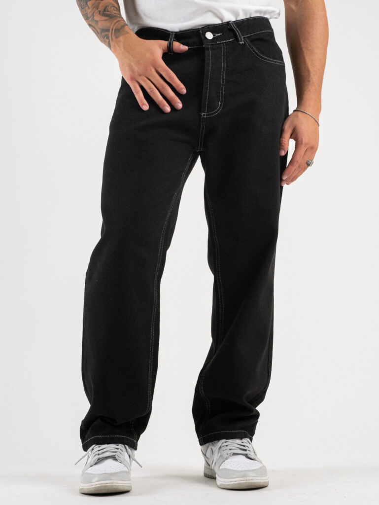 Jeans neri con cuciture bianche store