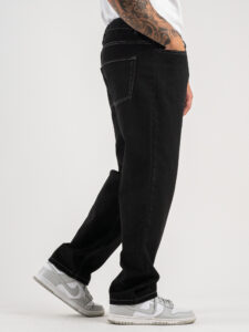 Jeans baggy con cuciture a contrasto PU2462 Nero4