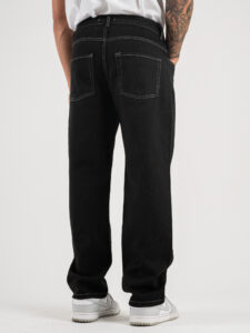 Jeans baggy con cuciture a contrasto PU2462 Nero5