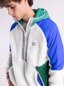 ONLY&SONS Teddy con mezza zip, cappuccio e inserti manica in nylon FELIX Bright White (10)