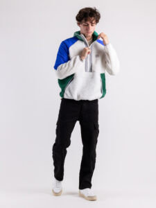 ONLY&SONS Teddy con mezza zip, cappuccio e inserti manica in nylon FELIX Bright White (2)