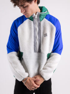 ONLY&SONS Teddy con mezza zip, cappuccio e inserti manica in nylon FELIX Bright White (3)