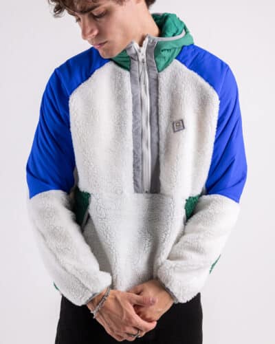 ONLYSONS Teddy con mezza zip cappuccio e inserti manica in nylon FELIX Bright White 3 Saldi