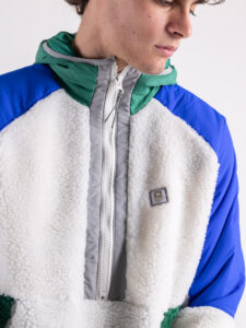 ONLY&SONS Teddy con mezza zip, cappuccio e inserti manica in nylon FELIX Bright White (4)