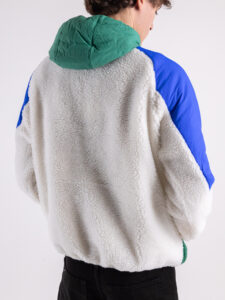 ONLY&SONS Teddy con mezza zip, cappuccio e inserti manica in nylon FELIX Bright White (8)