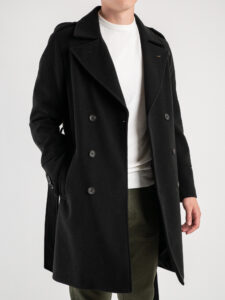 OVER-D Cappotto modello trench con cintura e doppio petto OE1F2W3K05 Nero (2)