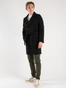 OVER-D Cappotto modello trench con cintura e doppio petto OE1F2W3K05 Nero (4)