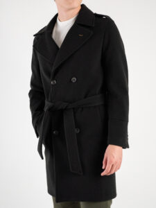 OVER-D Cappotto modello trench con cintura e doppio petto OE1F2W3K05 Nero (5)