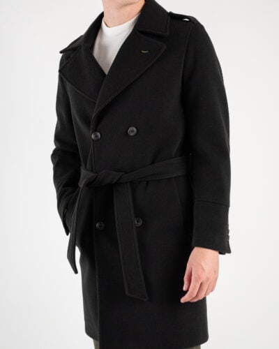 OVER D Cappotto modello trench con cintura e doppio petto OE1F2W3K05 Nero 5 Saldi