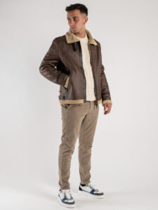 OVER-D Eco Montone morbido con fibbie e tasche con zip OE1F0W0J07 Marrone (2)