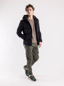 OVER-D Giubbino invernale corto con zip e cappuccio J06 Nero (2)