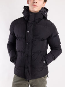 OVER-D Giubbino invernale corto con zip e cappuccio J06 Nero (5)