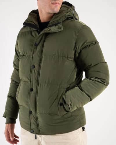 OVER D Giubbino invernale corto con zip e cappuccio J06 Verde 6 Saldi