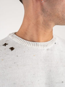 OVER-D Pullover bottonato a girocollo con toppe sui gomiti OE1F2W3M59 Avorio (4)