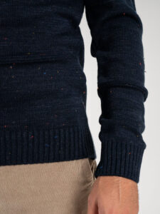 OVER-D Pullover bottonato a girocollo con toppe sui gomiti OE1F2W3M59 Blu (4)