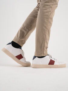 OVER-D Sneakers basse sportive con inserti colorati Made In Italy OE1F2W3E03 Bianco