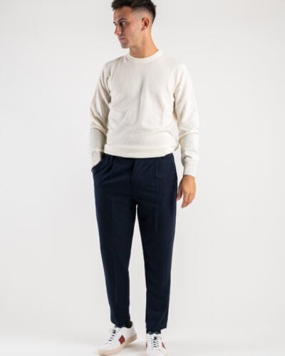 Pantalone chinos morbido con coulisse e bottone in vita BARCELLONA Blu 1 ESTASI Pantalone chinos morbido con coulisse e bottone in vita BARCELLONA INV Blu
