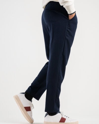 Pantalone chinos morbido con coulisse e bottone in vita BARCELLONA Blu 4 ESTASI Pantalone chinos morbido con coulisse e bottone in vita BARCELLONA INV Blu