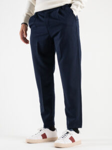 Pantalone chinos morbido con coulisse e bottone in vita BARCELLONA Blu (6)