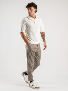 Pantalone chinos morbido con coulisse e bottone in vita BARCELLONA Tortora5