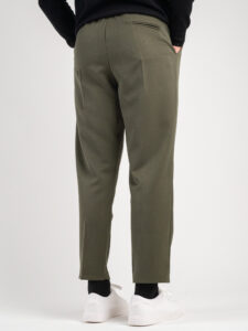 Pantalone chinos morbido con coulisse e bottone in vita BARCELLONA Verde Oliva (1)