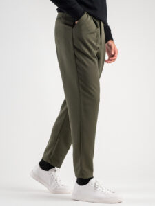 Pantalone chinos morbido con coulisse e bottone in vita BARCELLONA Verde Oliva (3)