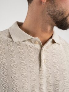 Polo in maglia lavorata in misto lana 311 Beige3