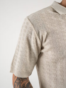 Polo in maglia lavorata in misto lana 311 Beige4