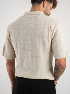 Polo in maglia lavorata in misto lana 311 Beige5