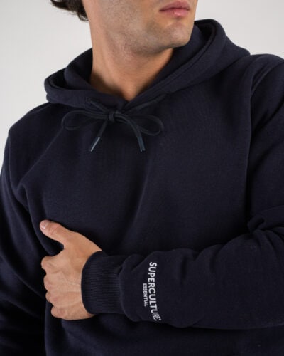 SUPERCULTURE Felpa con cappuccio felpata t.unita con logo sul polso JOY Z Blu2 Nuovi Arrivi