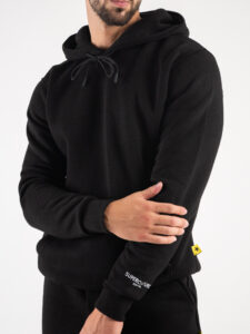 SUPERCULTURE Felpa con cappuccio felpata t.unita con logo sul polso JOY-Z Nera3