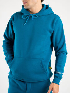 SUPERCULTURE Felpa con cappuccio felpata t.unita con logo sul polso JOY-Z Ottanio1