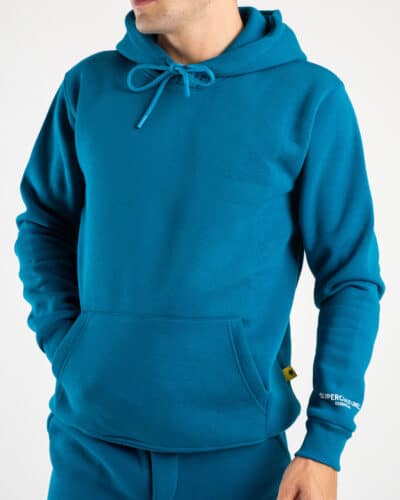 SUPERCULTURE Felpa con cappuccio felpata t.unita con logo sul polso JOY Z Ottanio1 Nuovi Arrivi