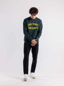 SUPERCULTURE Felpa girocollo felpata GIN TONIC THERAPY A772 Verde Bosco (2)