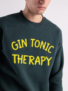 SUPERCULTURE Felpa girocollo felpata GIN TONIC THERAPY A772 Verde Bosco (4)