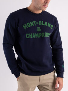SUPERCULTURE Felpa girocollo felpata MONT-BLANC & CHAMPAGNE A776 Blu (3)