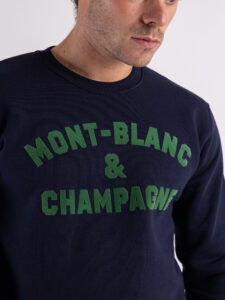 SUPERCULTURE Felpa girocollo felpata MONT-BLANC & CHAMPAGNE A776 Blu (4)