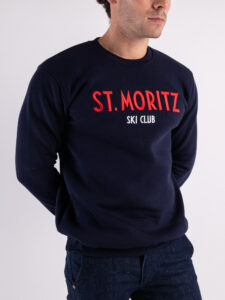 SUPERCULTURE Felpa girocollo felpata ST.MORITZ A770 Blu (3)
