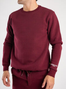 SUPERCULTURE Felpa girocollo felpata t.unita con logo sul polso TEDDY-Z Bordeaux2