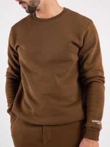 SUPERCULTURE Felpa girocollo felpata t.unita con logo sul polso TEDDY-Z Cioccolato9
