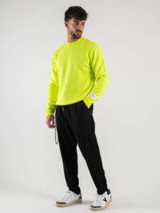 SUPERCULTURE Maglione girocollo basico misto lana M800 Giallo Fluo1