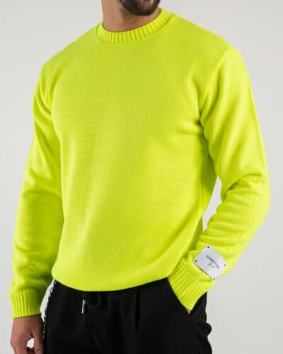 SUPERCULTURE Maglione girocollo basico misto lana M800 Giallo Fluo2 Best Seller